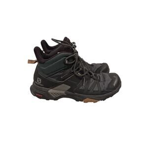 Salomon Hiking Boots Mens 9.5 Black Green X Ultra 4 Mid Gore-Tex Contagrip